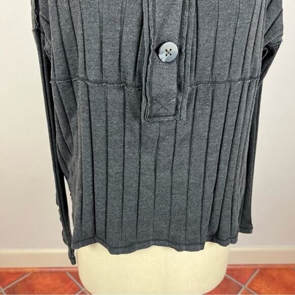 Free People In The Mix Henley Ribbed Long Sleeve Shirt Size Large - Picture 8 of 9
